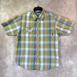 Element Button Down Shirt Men XL Olive Blue Plaid Short Sleeve Skater Streetwear